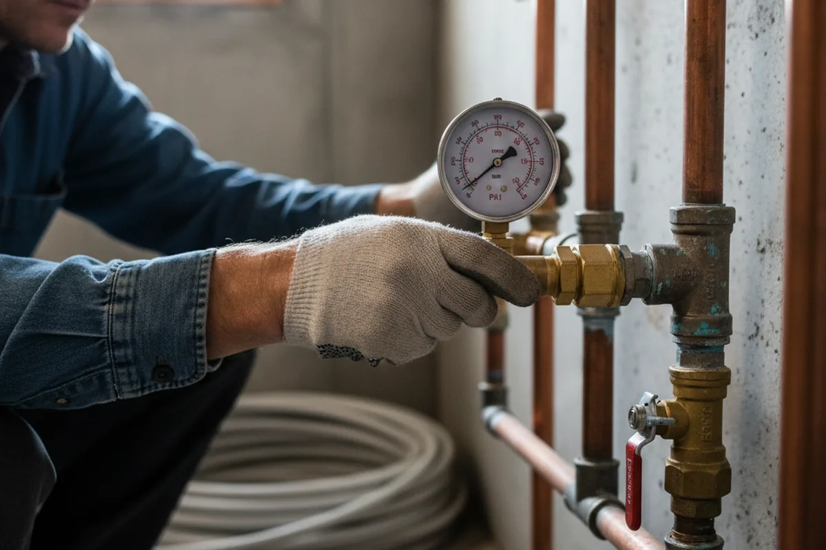 Pressure testing a repaired line during Water Line Repair in Watchung